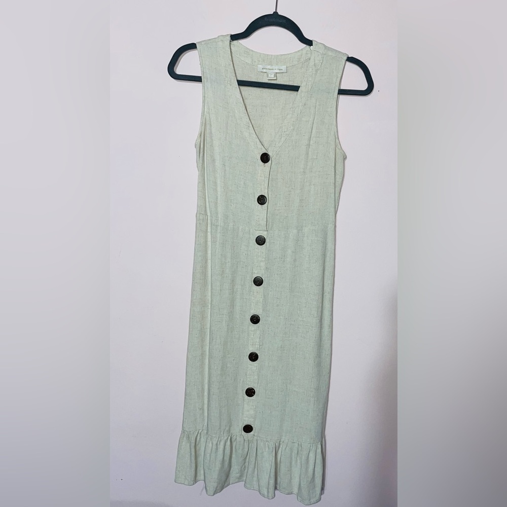 Moreau Los Angeles beige linen Blend  ruffled hem button size L